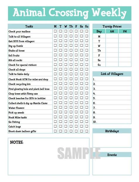 Acnh Printable Checklist - Printable Word Searches