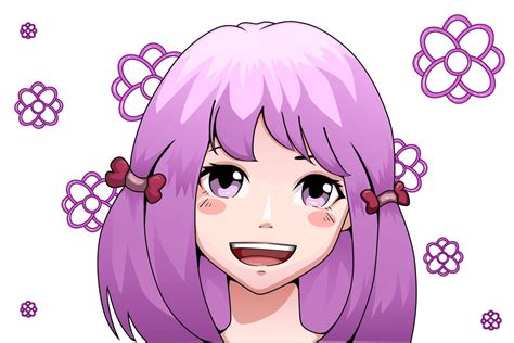 cute ponytails purple hair anime girl character illustration 2910402 Vector Art at Vecteezy