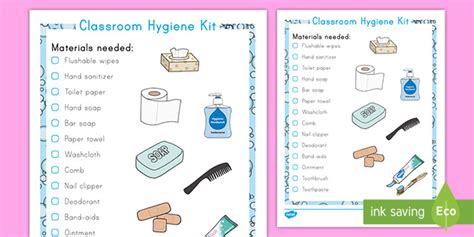 Classroom Hygiene Kit Checklist