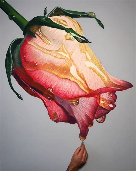 Incredibly Realistic Oil Pastel Drawings of Flowers Drenched in Golden ...