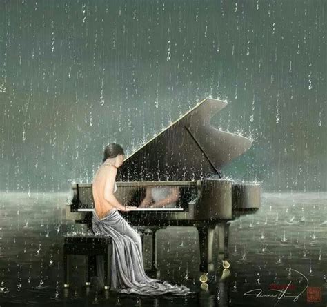 Playing the piano in the rain... in 2020 | Rain art, Rain painting ...