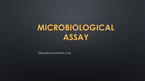 Microbiological assay and methods - Online Biology Notes