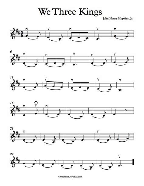 Free Violin Sheet Music – We Three Kings – Michael Kravchuk