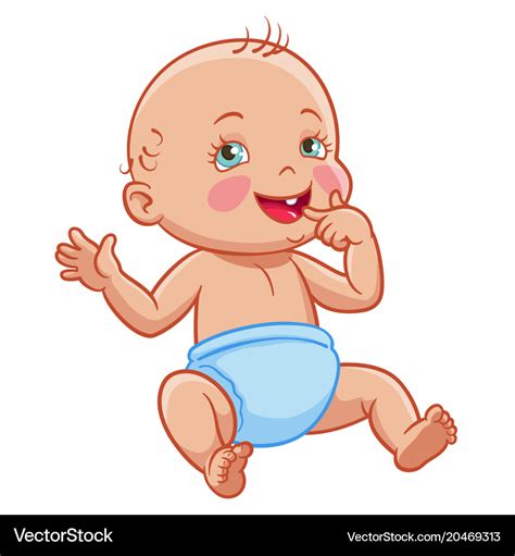 Cartoon infant baby sitting smiling diaper Vector Image