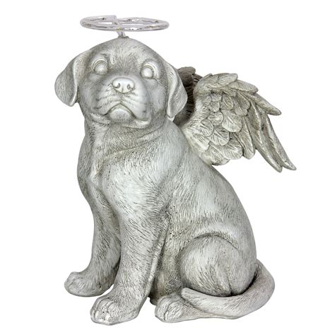 Exhart Solar Halo Dog with Angel Wings Memorial Statue, 10 inch, Resin, Natural - Walmart.com ...