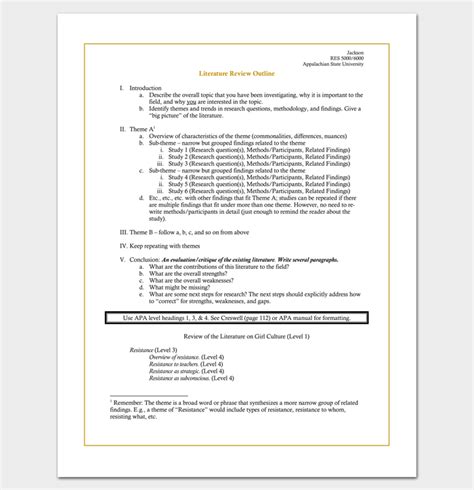 Literature Review Outline Template - 20+ Formats, Examples & Samples