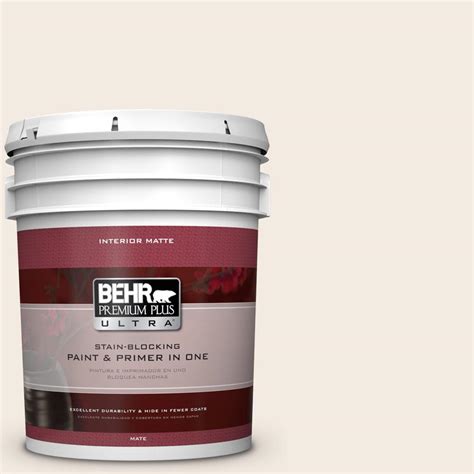 BEHR Premium Plus Ultra 5 gal. #12 Swiss Coffee Matte Interior Paint and Primer in One-175005 ...