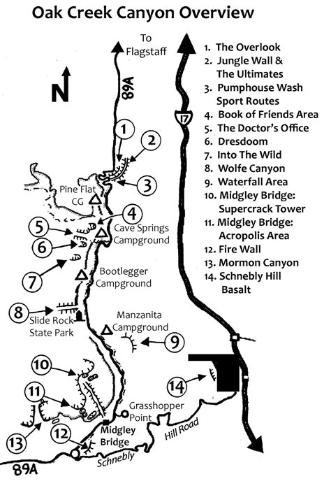 Overview map for Oak Creek Canyon.