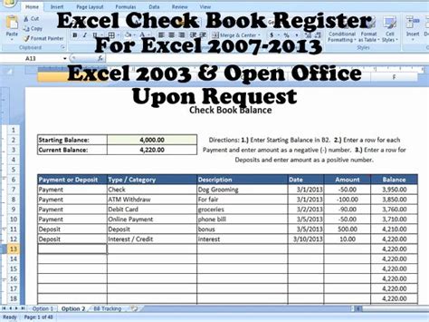 50 Excel Checkbook Register Budget Worksheet