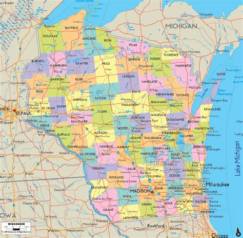 Map Of Wisconsin With Towns And Cities - London Top Attractions Map