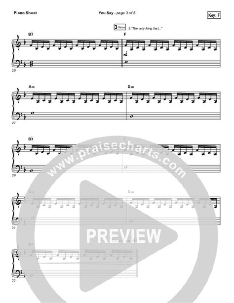 You Say (Piano) Sheet Music PDF (Lauren Daigle) - PraiseCharts