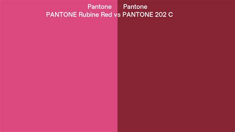 Pantone Rubine Red vs PANTONE 202 C side by side comparison