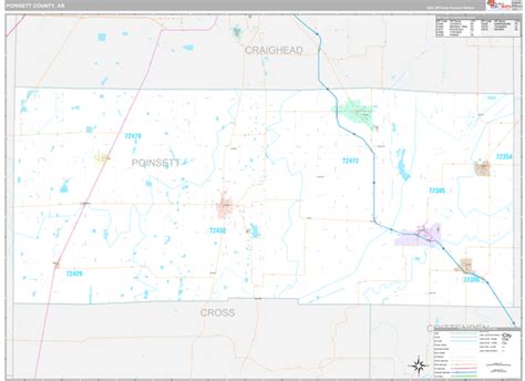 Poinsett County, AR Wall Map Premium Style by MarketMAPS - MapSales