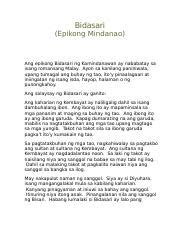 Bidasari - Bidasari (Epikong Mindanao) Ang epikong Bidasari ng Kamindanawan ay nababatay sa ...