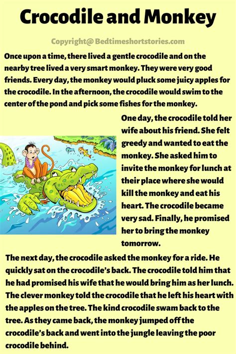 Monkey And Crocodile Story | Bedtimeshortstories