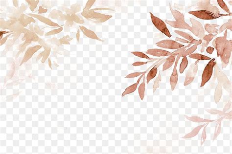 Autumn png floral border background in brown with leaf watercolor illustration | free imag ...