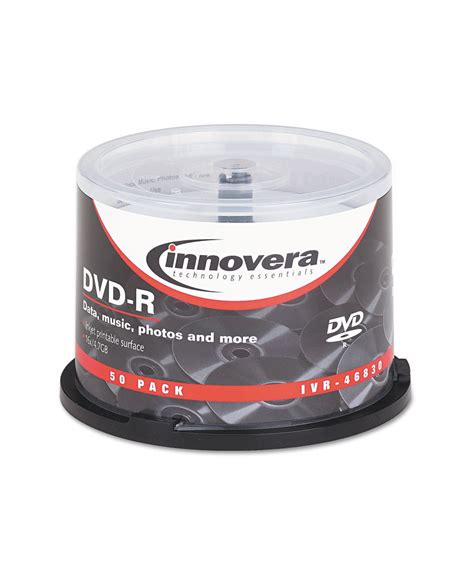 DVD-R Inkjet Printable Recordable Disc, 4.7 GB, 16x, Spindle, Matte White, 50/Pack