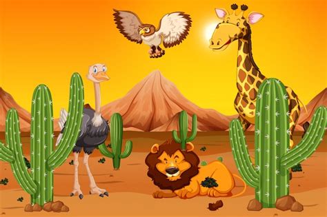 Animal salvaje en el desierto | Vector Gratis