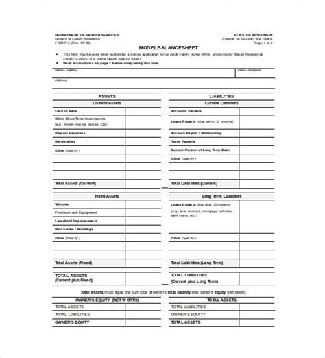 Balance Sheet Templates | 21+ Free Word, Excel & PDF Formats, Samples ...