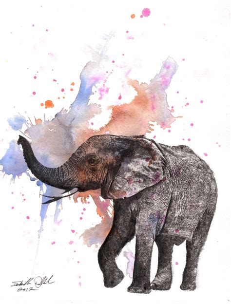 Elephant Animal Watercolor Painting Original Watercolor