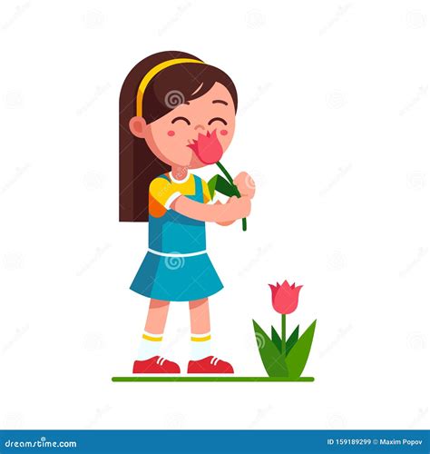 Dog Smelling Flower Cartoon Vector | CartoonDealer.com #44662793