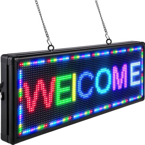 VEVOR Led Sign 40 x 15 Inch Digital Sign 96 x 96 HD Resolution Seven ...