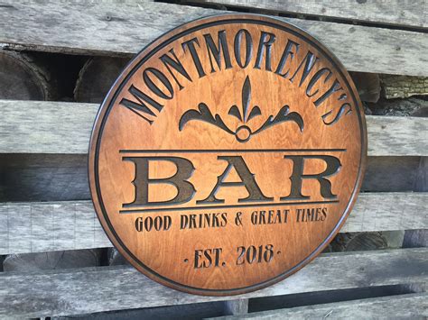 Custom Carved Bar Sign Personalized Pub Sign Round Wood - Etsy | Home bar signs, Custom bar ...