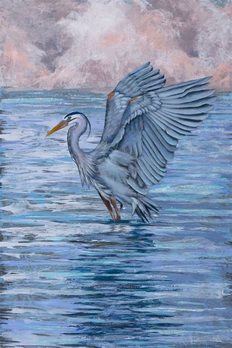 Acrylic Blue Heron Painting Art Print 15x10 Wall Art - Etsy