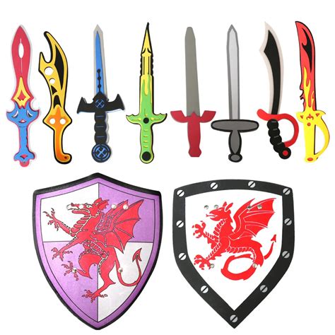 Sorted EVA Foam Toy Swords and Shields Playset Warrior Weapons ModelToy Pretend Play Set for ...