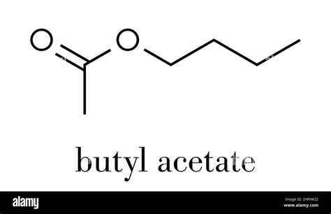 Butyl acetate molecule. Used as synthetic fruit flavoring and as ...