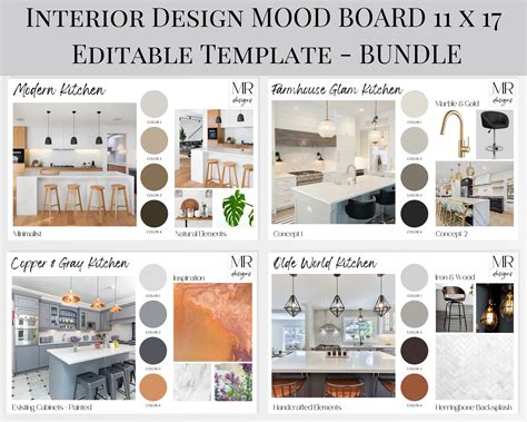 Editable Interior Design Mood Board Template Bundle Kitchen - Etsy