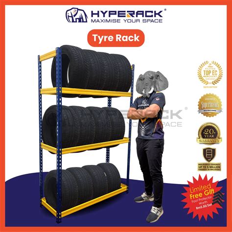 HYPERACK ™️ Tire Rack Shelf Rack Storage Garage Rak Besi Tyre Rack Rim 15 Workshop Rack Rak Tire ...