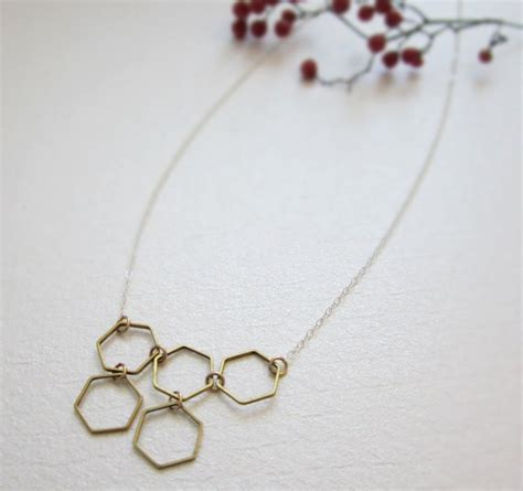 Honeycomb Necklace Geometric Hexagon Jewelry - Etsy