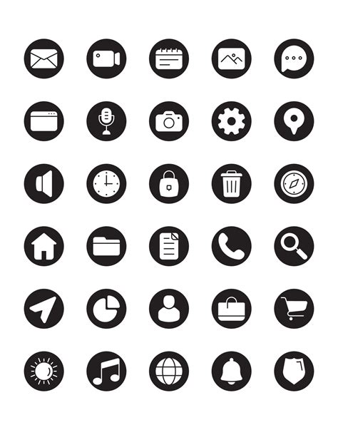 Home Screen Icon Set 30 isolated on white background 8161003 Vector Art ...