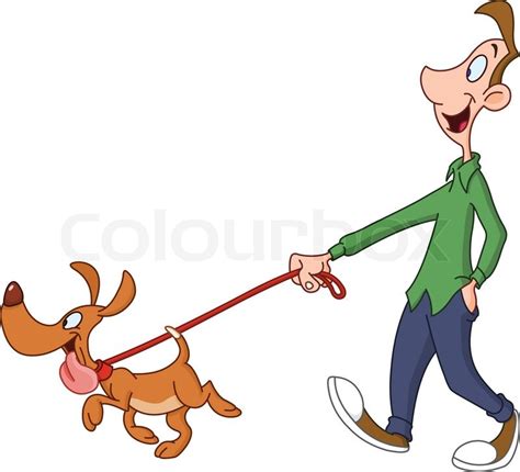 Man walking dog | Stock vector | Colourbox