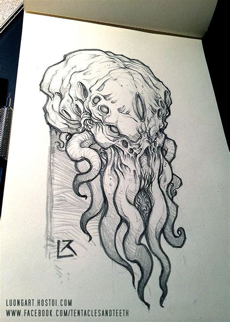 a drawing of a jellyfish with an octopus on it's head and tentacles in its mouth