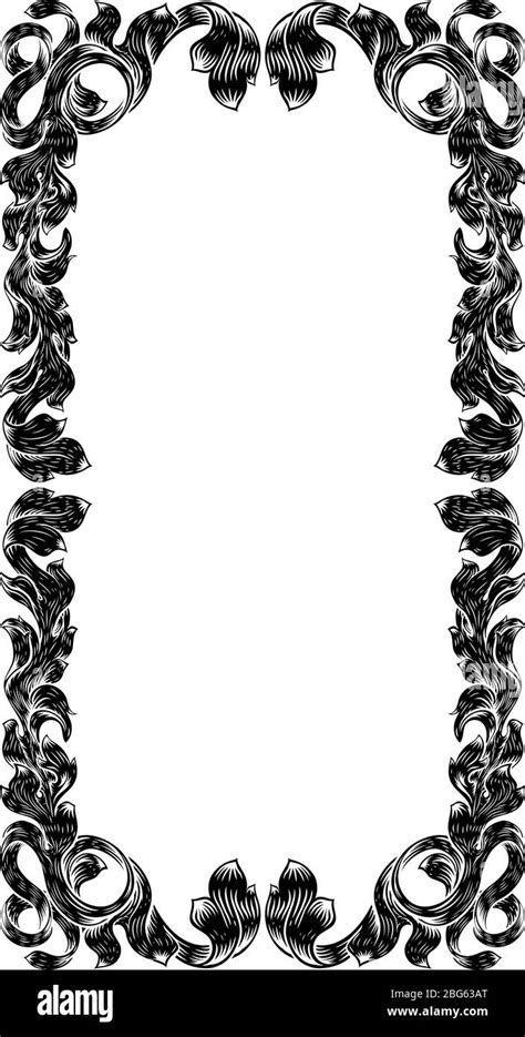 Filigree Heraldry Leaf Pattern Floral Border Frame Stock Vector Image & Art - Alamy