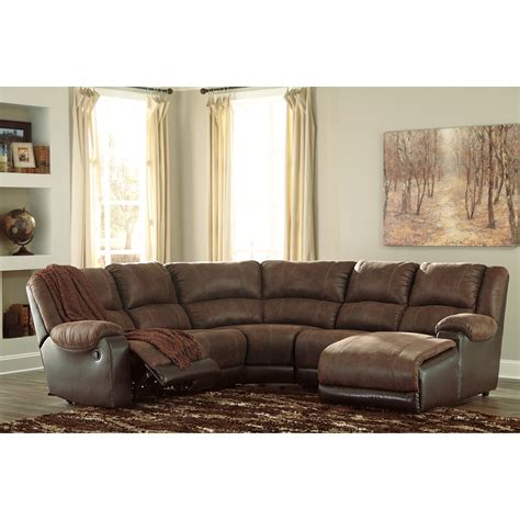 Signature Design by Ashley Nantahala Faux Leather Reclining Sectional with Chaise | Value City ...