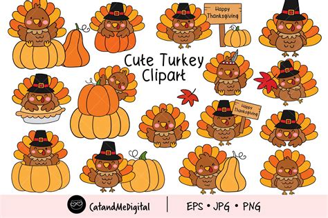 Cute Turkey Clipart Graphic by CatAndMe · Creative Fabrica