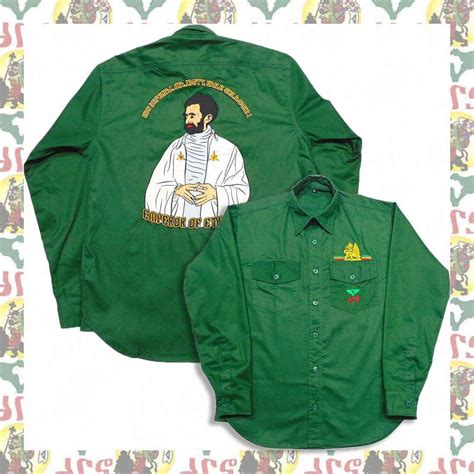 Emperor of Ethiopia drshaile Selassie I Embroidered Long-sleeved Shirt Rastafari Reggae Jamaica ...