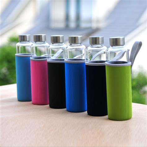 18 Oz Glass Water Bottle with Sleeve