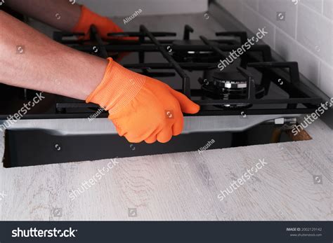 Installing Gas Hob Kitchen Set Hands Stock Photo (Edit Now) 2002129142