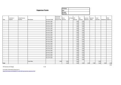 Free Excel Business Expense Template - Business Claim Forms