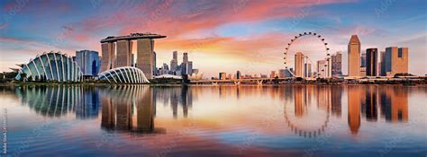 Singapore panorama skyline at sunrise, Marina bay Stock Photo | Adobe Stock