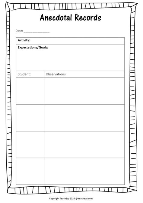 Anecdotal Record Template - prntbl.concejomunicipaldechinu.gov.co