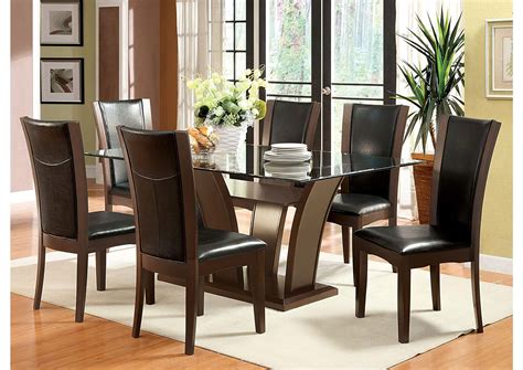 Best Buy Furniture and Mattress Manhattan l Rectangle Glass Top Dining Table w/6 Side Chairs