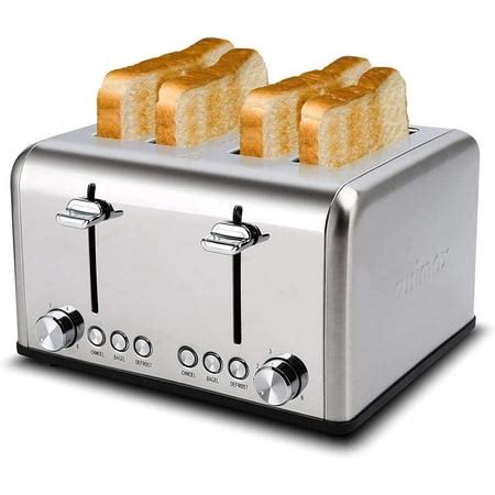 Toaster 4 Slice Stainless Steel 4 Slice Toaster with Extra Wide Slot Toasters with Bagel/Defrost ...