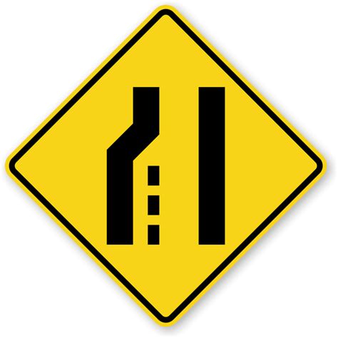 Left Lane Ends Traffic Sign - W4-2L, SKU: X-W4-2L