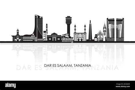 Silhouette Skyline panorama of city of Dar Es Salaam, Tanzania - vector ...