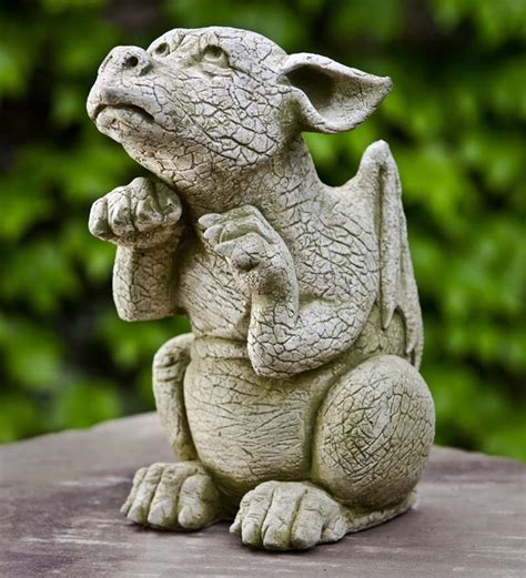 Cast Stone Begging Baby Dragon Garden Statue | All Statues & Sculptures | Deck and Patio | Yard ...